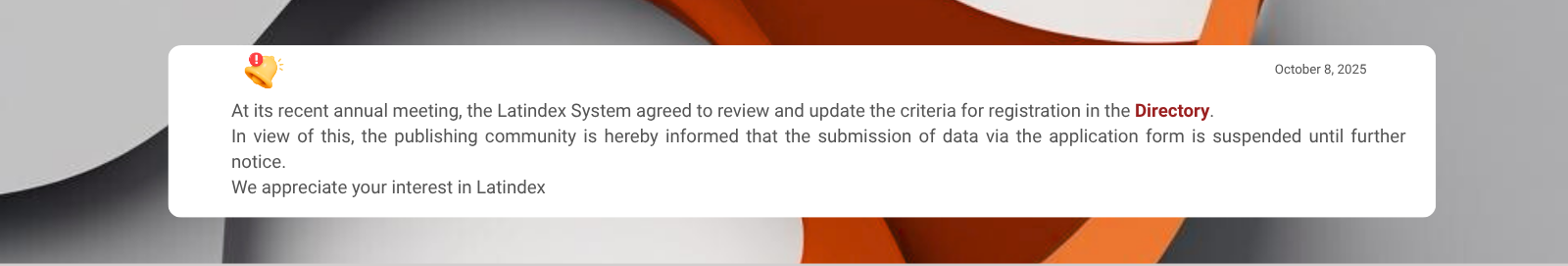Imagen sobre suspensión de envío de datos